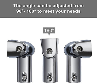 Kokone Shower Curtain Rod Bracket Set of 2 Adjustable 180° Rotation Bracket for Curved Shower Curtains Rod Sturdy Zinc Alloy Wall Mounted Shower Curtain Rod Holder for Bathroom,Wardrobe,Kitchen,Silver