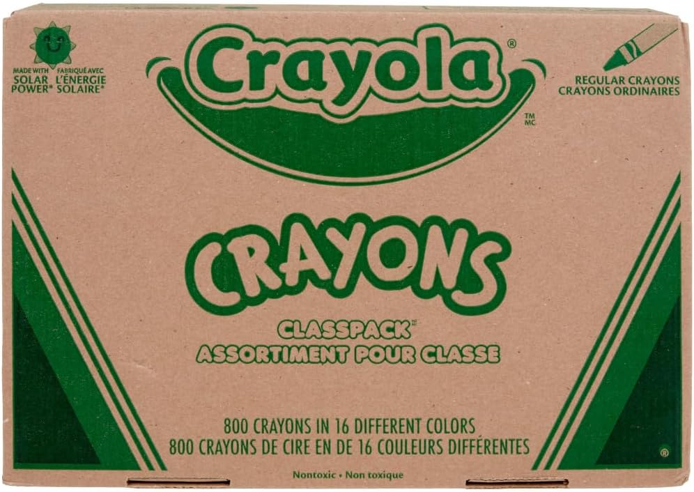 Bulk Crayon Classpack - 800ct (16 Colors), Bulk Teacher Supplies & Classroom Essentials for School, Arts & Crafts Crayons for Kids, Ages 3, 4, 5