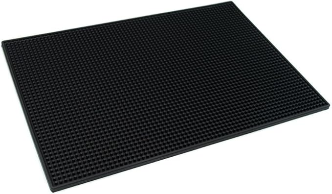18"x12" PVC Bar Service Mat for Cocktail Bartender (Black)