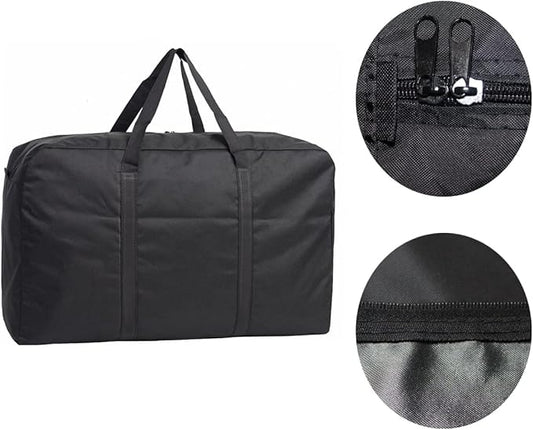 Black Large Storage Bags, Oxford Cloth 600D Waterproof Foldable Travel Duffle Bag with Reinforced Handles, Heavy Duty Moving Bags for Clothing, Blanket, Moving Supplies, Space Saving