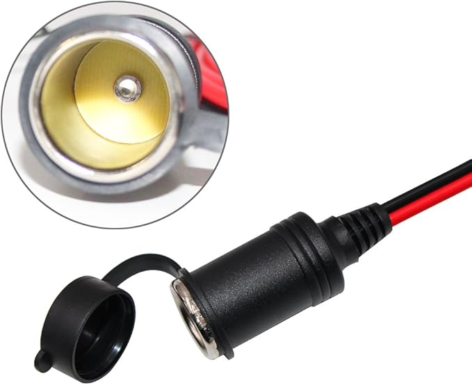 KUNCAN Cigarette Lighter Adapter - Female Socket to 12v Battery Alligator Clips for Auto Car Battery Clamp to Lighter Plugs Cigar Charge Extension Cable Cord 2FT
