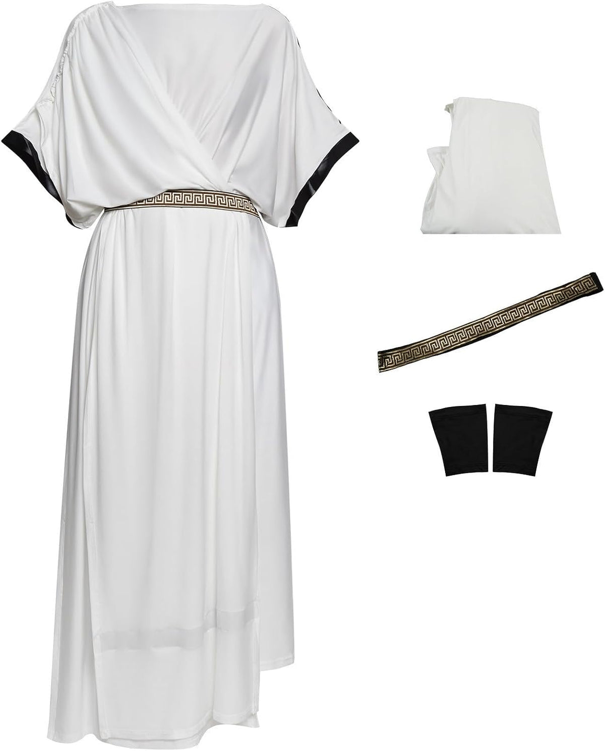 Men Ancient Greek Gods Toga Roman Senator Robe Caesar Costume with Belt Wristbands.
