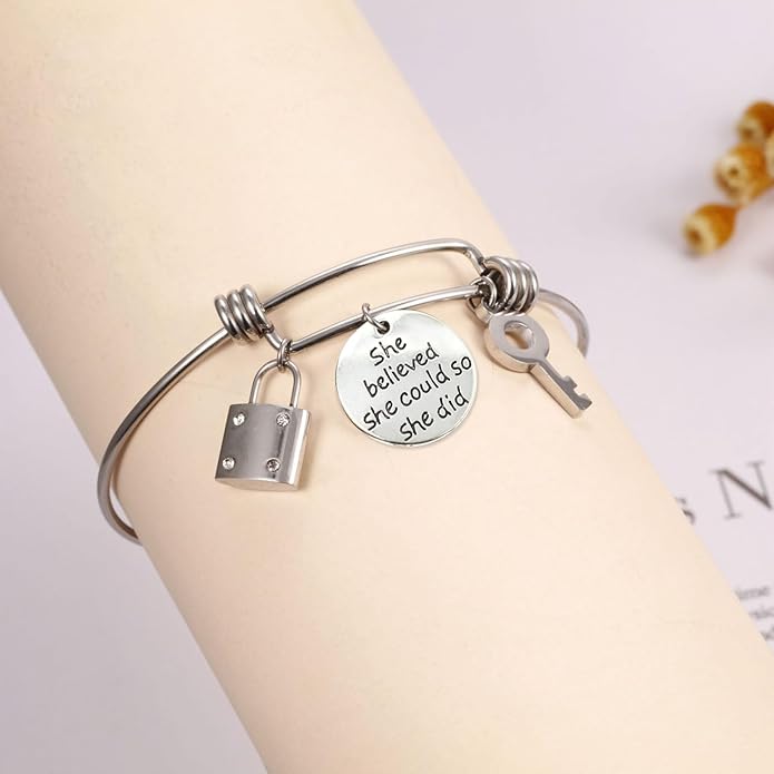 Honbay 40PCS Alloy Round Message Charms Pendant She Believed She Could So She Did Inspiration Words Charms for DIY Earring Necklace Bracelet Crafting Making (2 Color)