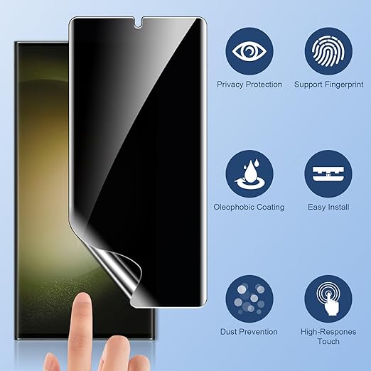 LK 2 Pack for Samsung Galaxy S23 Ultra Screen Protector [Not Glass] Anti-Scratch, Full Coverage Privacy Screen Protector for Galaxy S23 Ultra, HD Ultra-Thin, Case Friendly