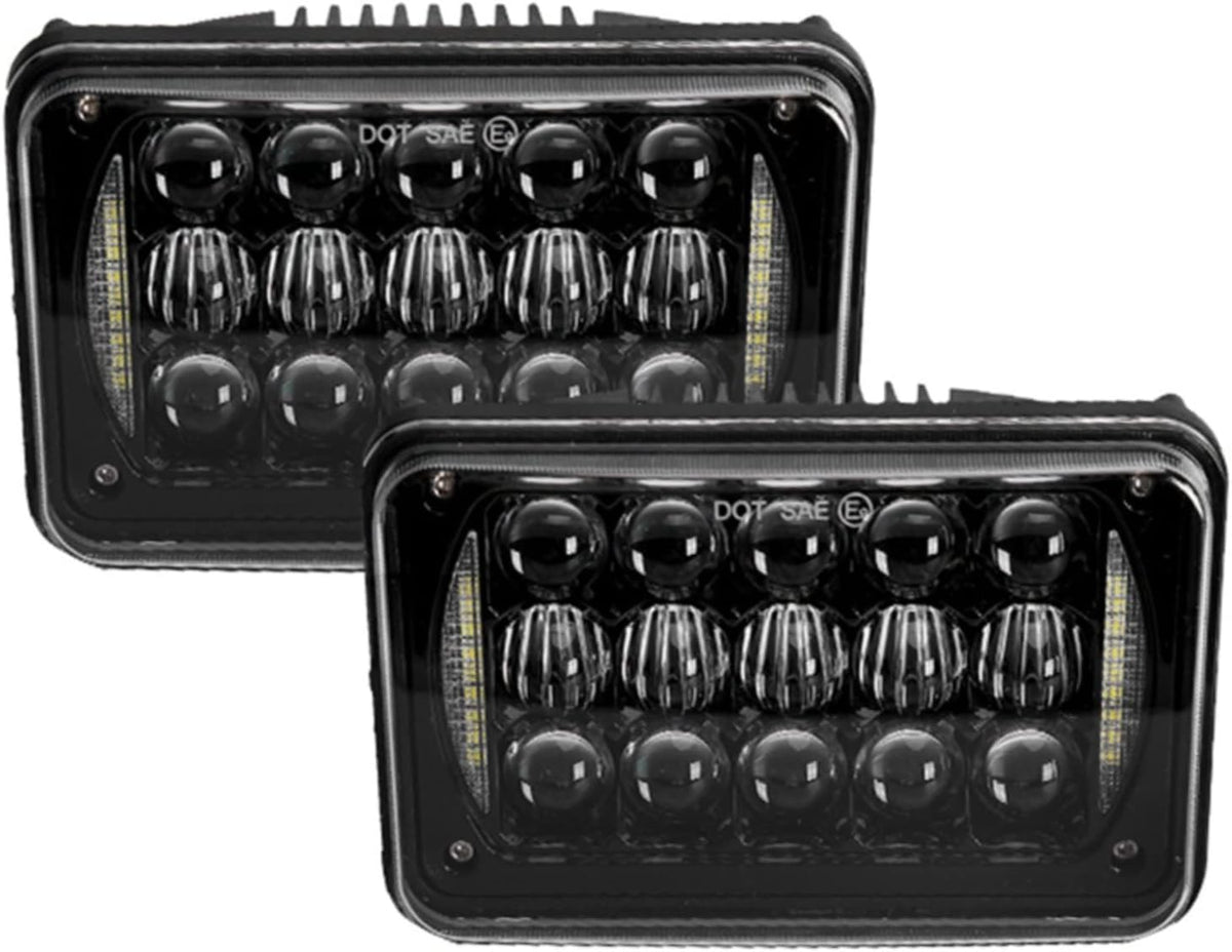 POCHY Motorcycle Headlight For XR250 XR400 XR650 Suzuki DRZ Accessories Rectangular Light DOT Black Motorcycle DRL Lamp 4X6 LED Headlight