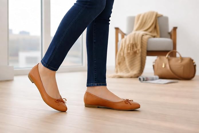 Baby Blue Size 11 EMMA NEW YORK Women's Flats Round Toe Comfort Elastic Flats | Ballet Flat, Faux Leather, Pull On, Grippy Outsole.
