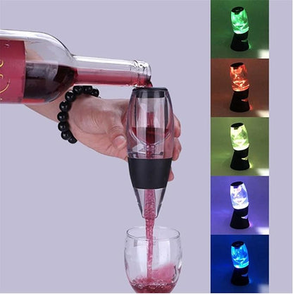 DSlifei Wine Aerator Pourer and Decanter Quickly Oxidize and Soften Wine, Enhances Flavour with Smoother Finish, Best Gift for Wine Lovers and Sommeliers - Black (with LED Light)
