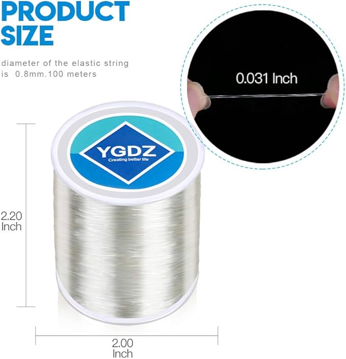 YGDZ 1mm Bracelet String, Elastic String Stretchy Bracelet Beading Thread String for Bracelets Jewelry Making, 1 Roll 100m (1.0mm)