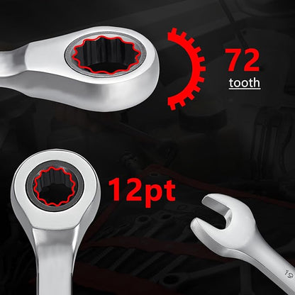12pcs Wrench Set – Versatile Ratchet Wrenches for Efficient Automotive Repairs - Professional Grade Combination Wrench Set