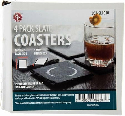 4 pc Set Grey Slate Coaster Natural Square Drink Placemats Drinks Cups Coasters