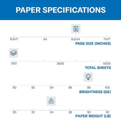 Hammermill 104612 Laser Print Office Paper, 98 Brightness, 24lb, 8-1/2 x 14, White, 500 Sheets/RM