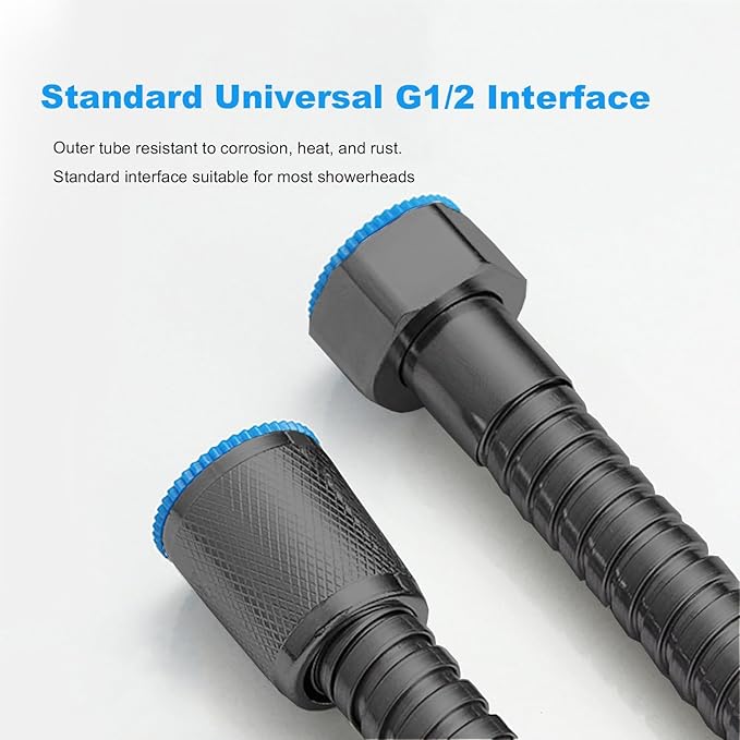 59 Inch Matte Black High Pressure Explosion Proof Shower Hose Replacement for Shower Head, Flexible and Durable Stainless Steel Shower Hose Extension for Bathing Cleaning