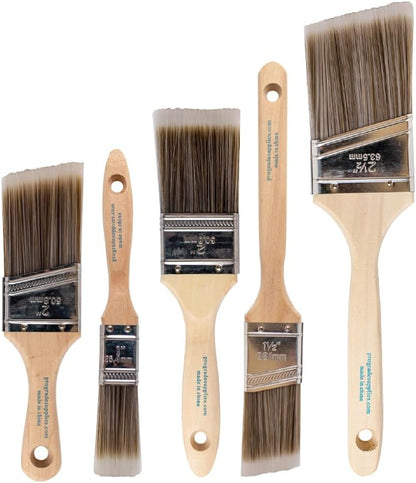Pro Grade Paint Brush Set, 5 Piece, Interior & Exterior