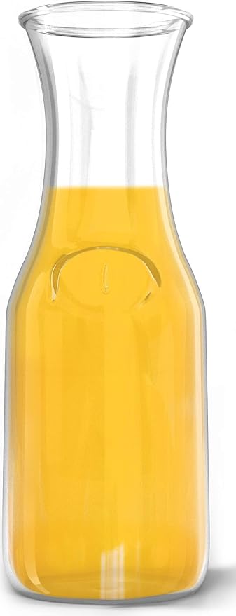 1 Liter Glass Carafe - Elegant Wine Decanter and Drink Pitcher - Narrow Neck For Comfortable Grip, Wide Mouth For Easy Pouring - Great for Parties and Events  Kitchen Lux