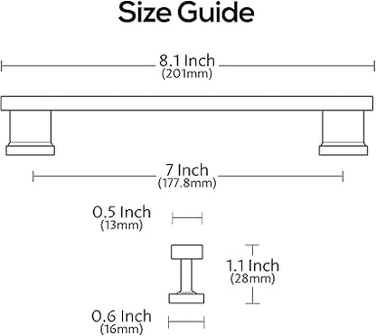 Alzassbg 5 Pack Matt Gold Cabinet Pulls, 7 Inch(177.8mm) Hole Centers Kitchen Cabinet Handles for Cabinets and Drawers AL3061MGP