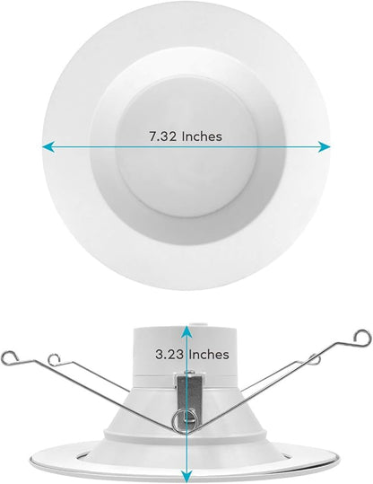 LUXRITE 56 Inch LED Recessed Retrofit Downlight, 14W90W, CCT Color Selectable 2700K  3000K  3500K  4000K  5000K, Dimmable Can Light, 1100 Lumens, Wet Rated, Energy Star, Smooth Trim (4 Pack)