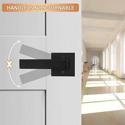 Probrico Pack of 6 Door Lever Dummy Lever Door Handles for Closets French Doors,Square Dummy Door Lever,Non-Turning Single Side Pull with Black Finish,Easy Installation Pull Only Lever Set
