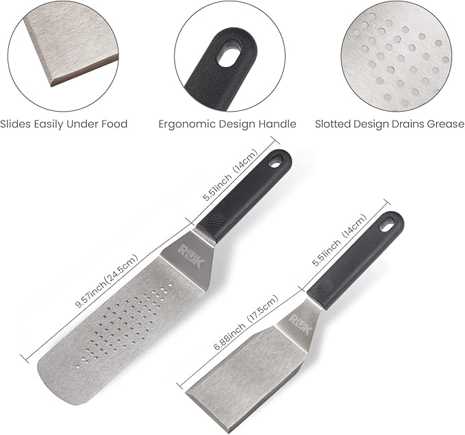 Blackstone Griddle Accessories Kit, RuK 20 PCS Flat Top Griddle Accessories Set with Anti-Scalding Long Handle Metal Spatula, Griddle Scraper, Cleaning Kit, e-Cookbook for Blackstone and Camp Chef