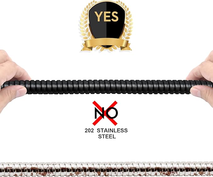 Shower Hose Extra Long 59 Inches Handheld Shower Head Hose with Brass Insert and Nut - Durable and Flexible - Black