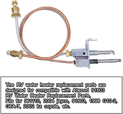Water Heater Pilot Assembly For Atwood 91603 (91214) ,Includes Pilot Thermocouple Kit,Propane Gas RV Water Heater Parts For Dometic Atwood 91603 12" Replacement RV,Camper,Trailer Jade Pilot Assembly