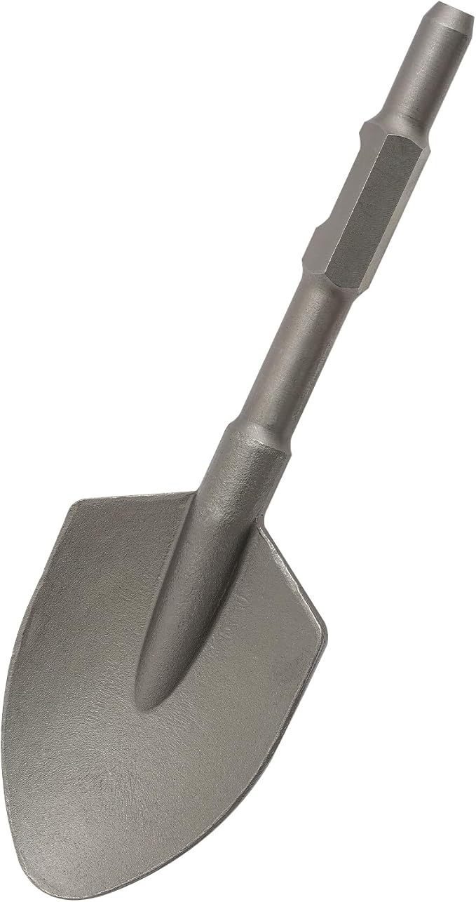 Clay Spade, 17.3" x 5.3" Steel Drill Shovel Bit,1-1/8 in Hex Shank Chisel Bit with Carrying Case, for Digging in Gardening, Backyard Landscaping on Clay Gravel Soil Sandstone