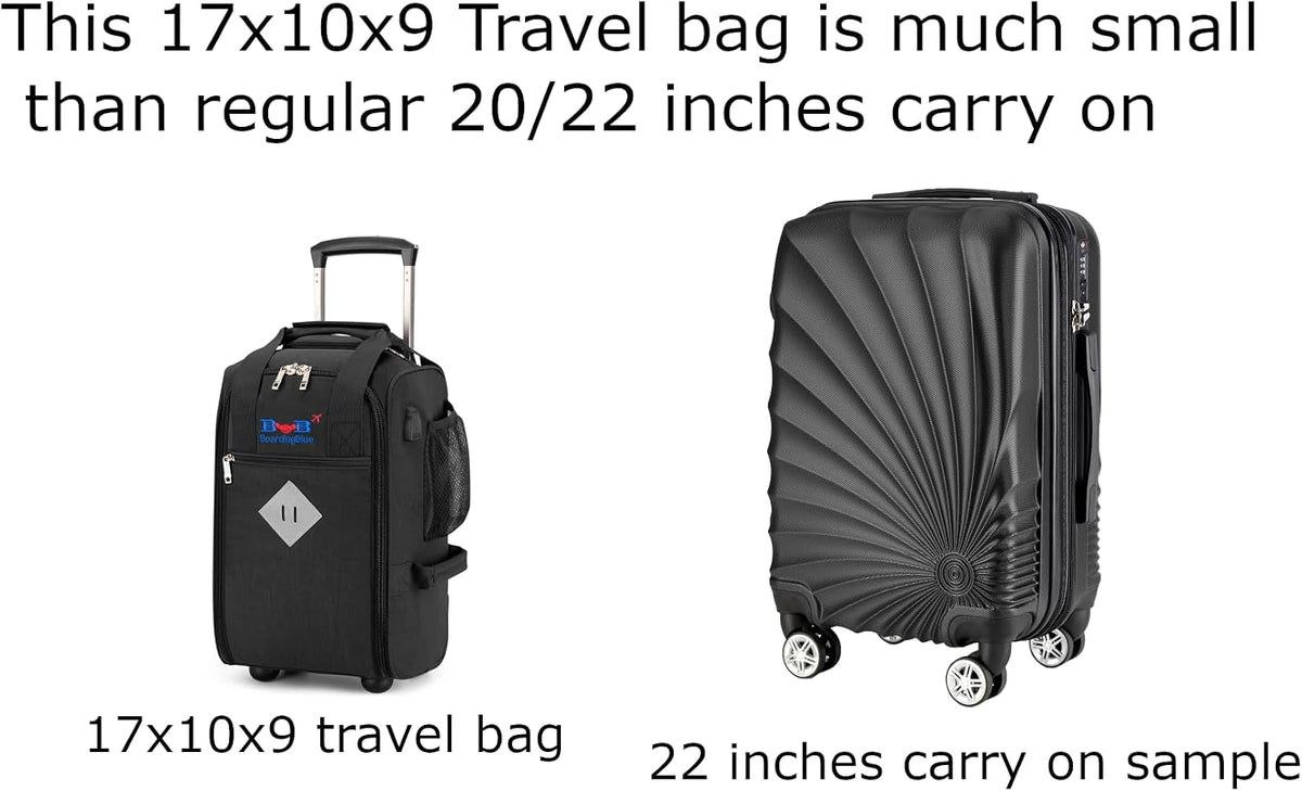 17x10x9 Inches Rolling Personal Item Under Seat Travel Bag Suitable For United Airlines, Not Suitcase, Rolling Travel Bag Design
