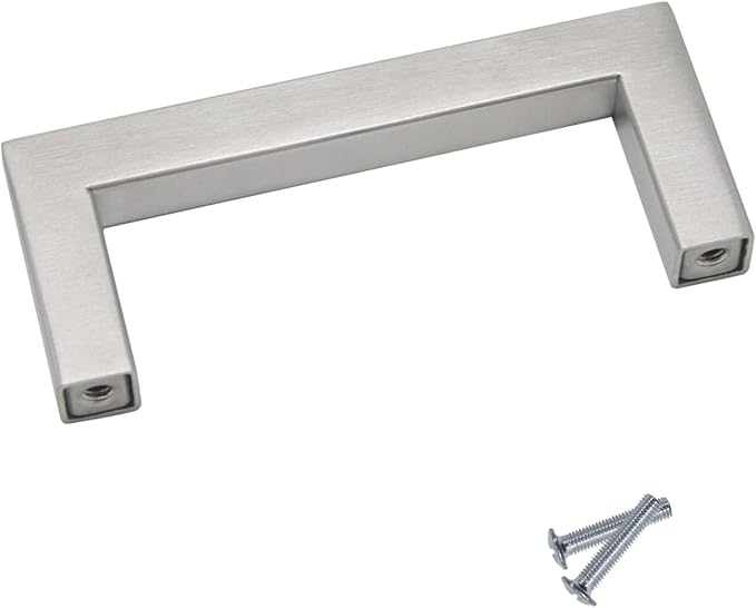 Gobrico Square Kitchen Cabinet Pulls and Knobs Brushed Nickel Bar 3" Hole Centers 3-2/5" Overall Length JS10HSS76 1 Pack