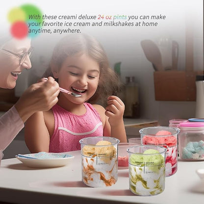 Premium 24 oz. Pint Containers for Ninja Creami Deluxe - 2 Pack  NC500, NC501 Series Compatible  BPA-Free, Dishwasher Safe