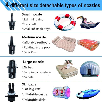 Electric Airpump for Inflatable Tumble Track Gymnastics Mat, Air Roller Barrel, Swimming Ring, Bed, Pool Toy, Inflatables Raft Boat Electric Pump with 4 Nozzles(AC 110-120V(500W))