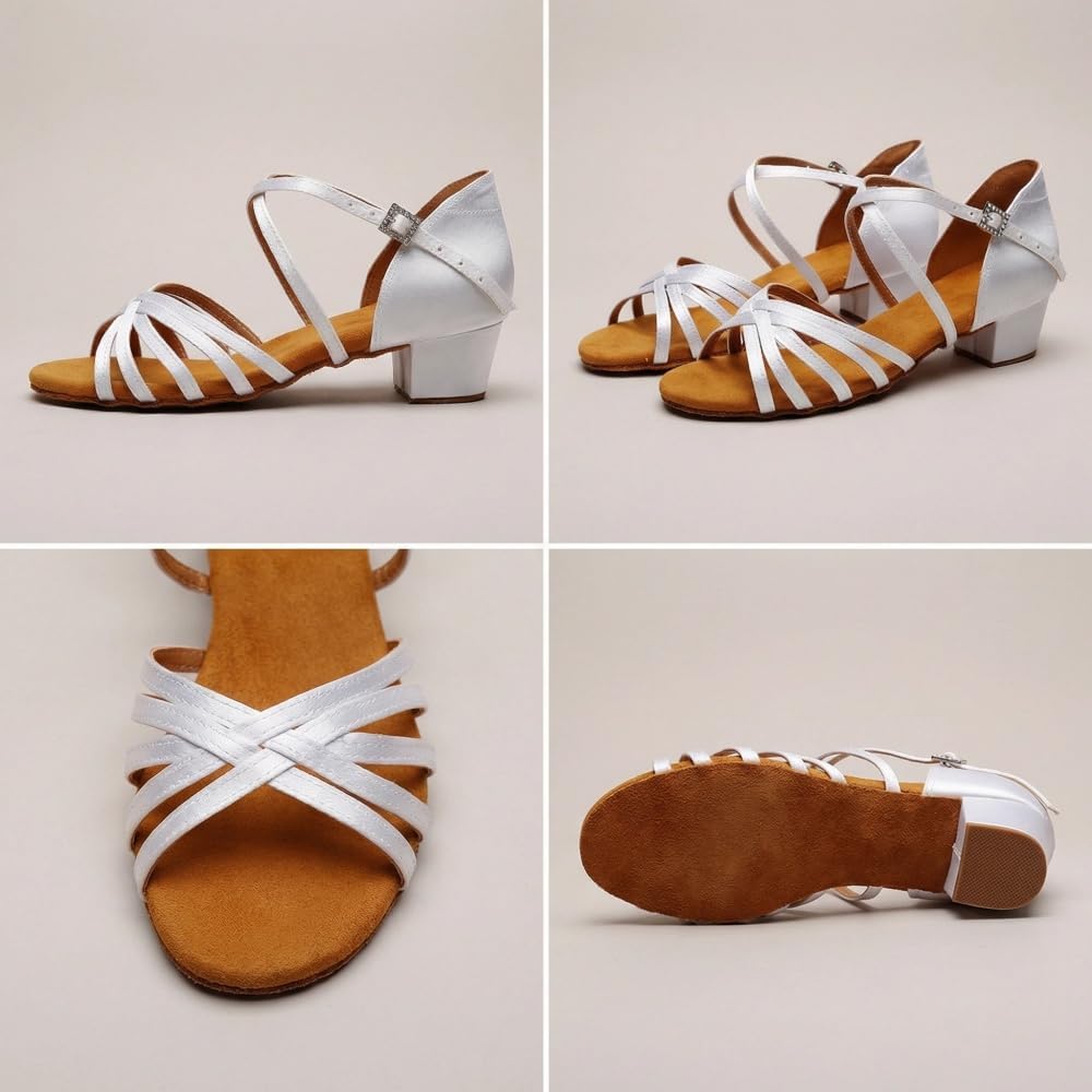 Latin & Ballroom Dance Shoes for Women Low Heel - Close Toe Leather Pumps with Arch Support for Wide Feet