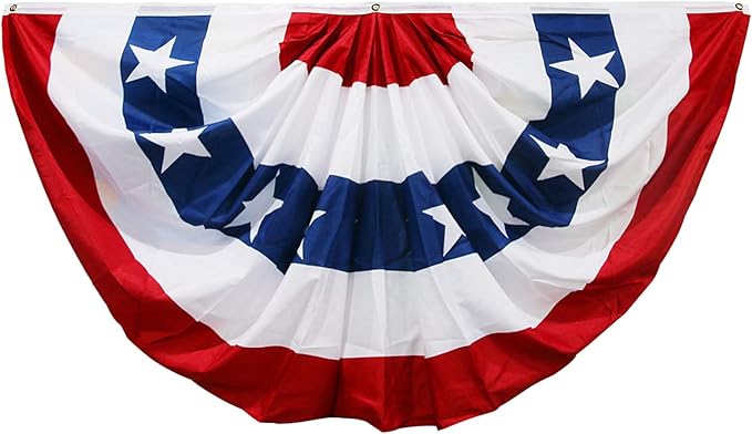 HOOSUN 4th Of July Decorations,American Flag Bunting for Outside,3x6 FT Fourth of July Bunting Patriotic Decorations,Red White and Blue USA Flags Pleated Fan Flag,American Flags Banners for Porch
