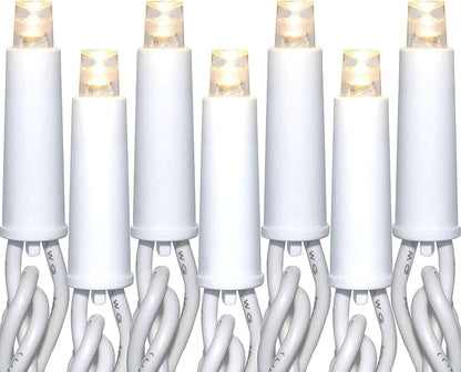 Christmas Lights 50 Count, 25 ft Christmas Lights Outdoor  Indoor, Commercial Grade, Heavy Duty White Wire, Warm White Light, 6 inches Spacing