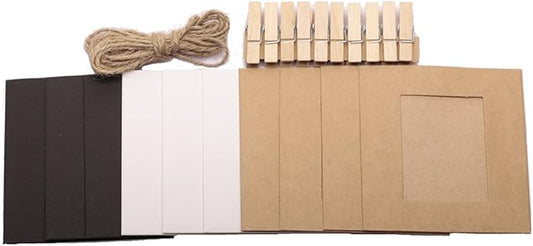 Wall Deco DIY Creative Mini Paper Photo Frame with Mini Colored Clothespins and Twine -Fit Instax Mini Film (2x3 Photo) -Muti(Wooden)
