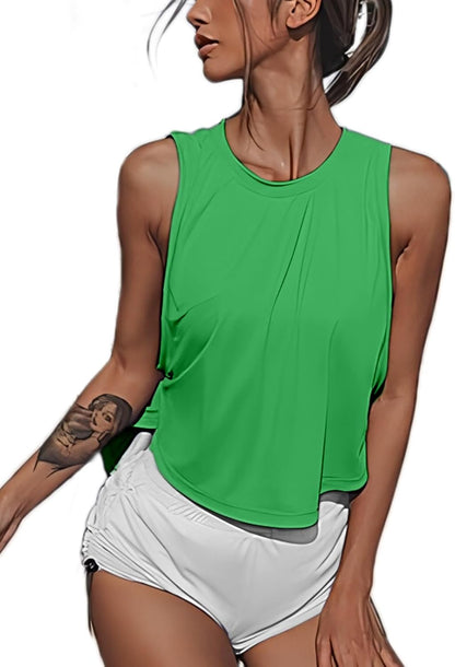 High Neck Athletic Tops Womens Workout Tank Tops Cropped Muscle Tank for Women