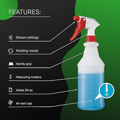 SUPER 4 Pack Plastic Spray Bottles 24 OZ  Leak Proof, Adjustable Nozzle, Empty Spray Bottles For Cleaning Solutions, Plants, Pet, Or Diy Spray Bottle (4)