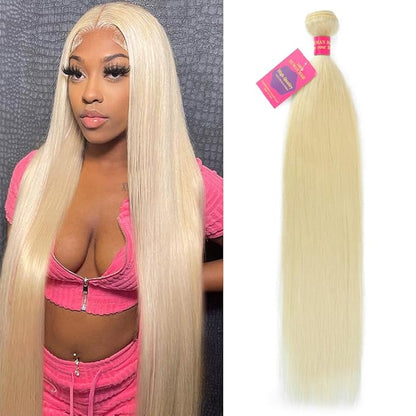 613 Bundles Human Hair Straight Blonde Human Hair Bundles 14A Grade Brazilian Virgin Human Hair Bundles 1 Bundle Blonde Weave Bundles Human Hair 100g (28 Inch)