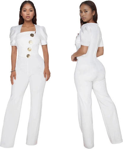 Medium Size PORRCEY Women Sexy Elegant Velvet Jumpsuits Casual Outfits Clubwear.