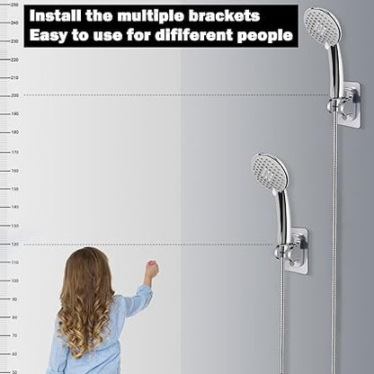 NearMoon Self Adhesive Shower Head Holder-Adjustable Handheld Shower Holder NO Drilling Wall Mount Waterproof (1 Pack, Chrome Finish)