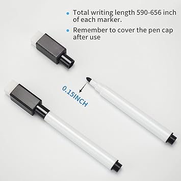25 Pcs Black Magnetic Dry Erase Markers with Eraser Cap, White Board Mini Dry erase Markers Bulk, Fine Point Tip Student White Board Markers for Teachers Office School Supplies