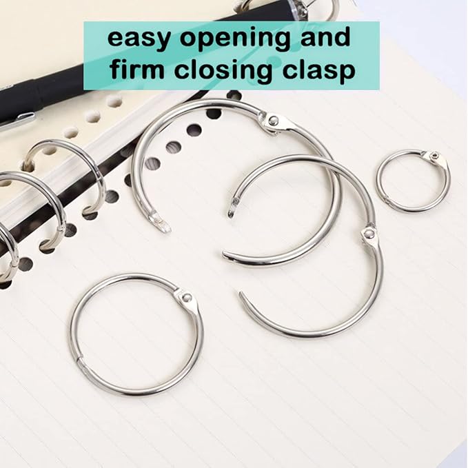 Loose Leaf Binder Rings 1 12 Inch, Metal Book Rings for Index Cards 100 Pack, Heavy Duty Nickel Plated Great for Flashcards, Home, School and Office