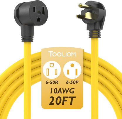 Tooliom 20 ft 10 AWG Welder Extension Cord, NEMA 6-50P to 6-50R