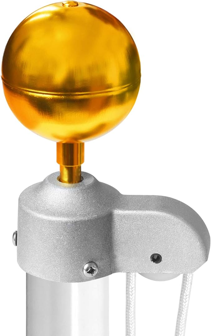 Anley Authentic 3" Flagpole Ball Topper Ornament - Gold Anodized Aluminum Finish - Weatherproof Top Replacement - Fit Standard USA Flag Poles, Pulley Truck  Solar Lights