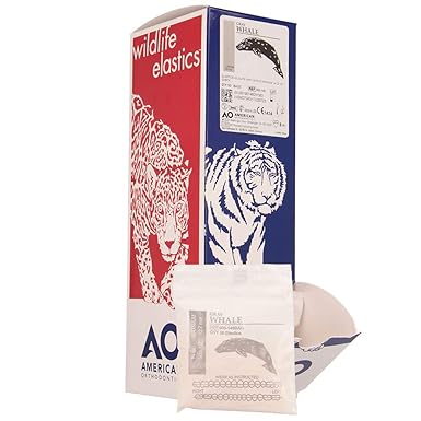 American Orthodontics Elastics Wildlife Gray Whale | Maximum 14 Oz, 1/2" Size, 50 Packs Per Box, 2,500 Elastics | Made in The USA | Exacting Dimensions, Precision Cutting, Top Quality Latex Tubing