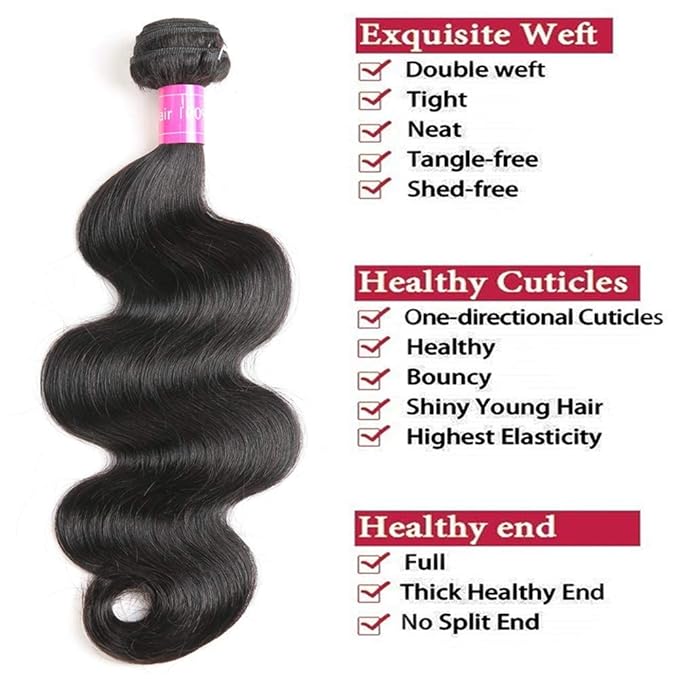 Body Wave Bundle 10A Grade Human Hair Bundles 100 Unprocessed Brazilian Virgin Hair Bundles Double Machin Weft Brazilian Body Wave Bundle(24 Inch)