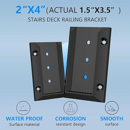 30pcs Deck Railing Bracket Connectors, 2x4 (1.5"x3.5") Brackets for Railing Wood Lumber Post, Sturdy Nylon Deck Rail Brackets with 210pcs Screws for Wooden Stair Fence Railings Handrail DC03