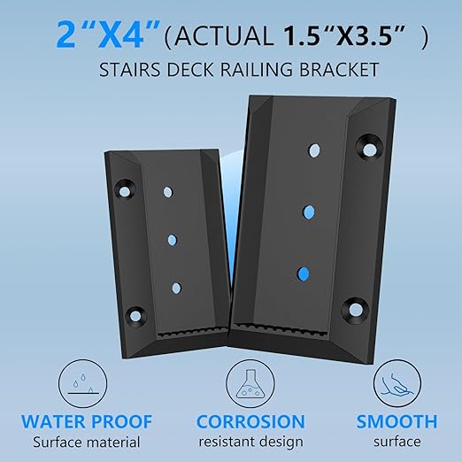 30pcs Deck Railing Bracket Connectors, 2x4 (1.5"x3.5") Brackets for Railing Wood Lumber Post, Sturdy Nylon Deck Rail Brackets with 210pcs Screws for Wooden Stair Fence Railings Handrail DC03