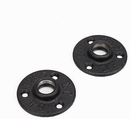 NearMoon Industrial Pipe Floor Flange, Heavy Duty Malleable Iron Pipe Fittings, Black Wall Mounted Vintage DIY Threaded Flange(2 Pack, DN15-12 Inch)