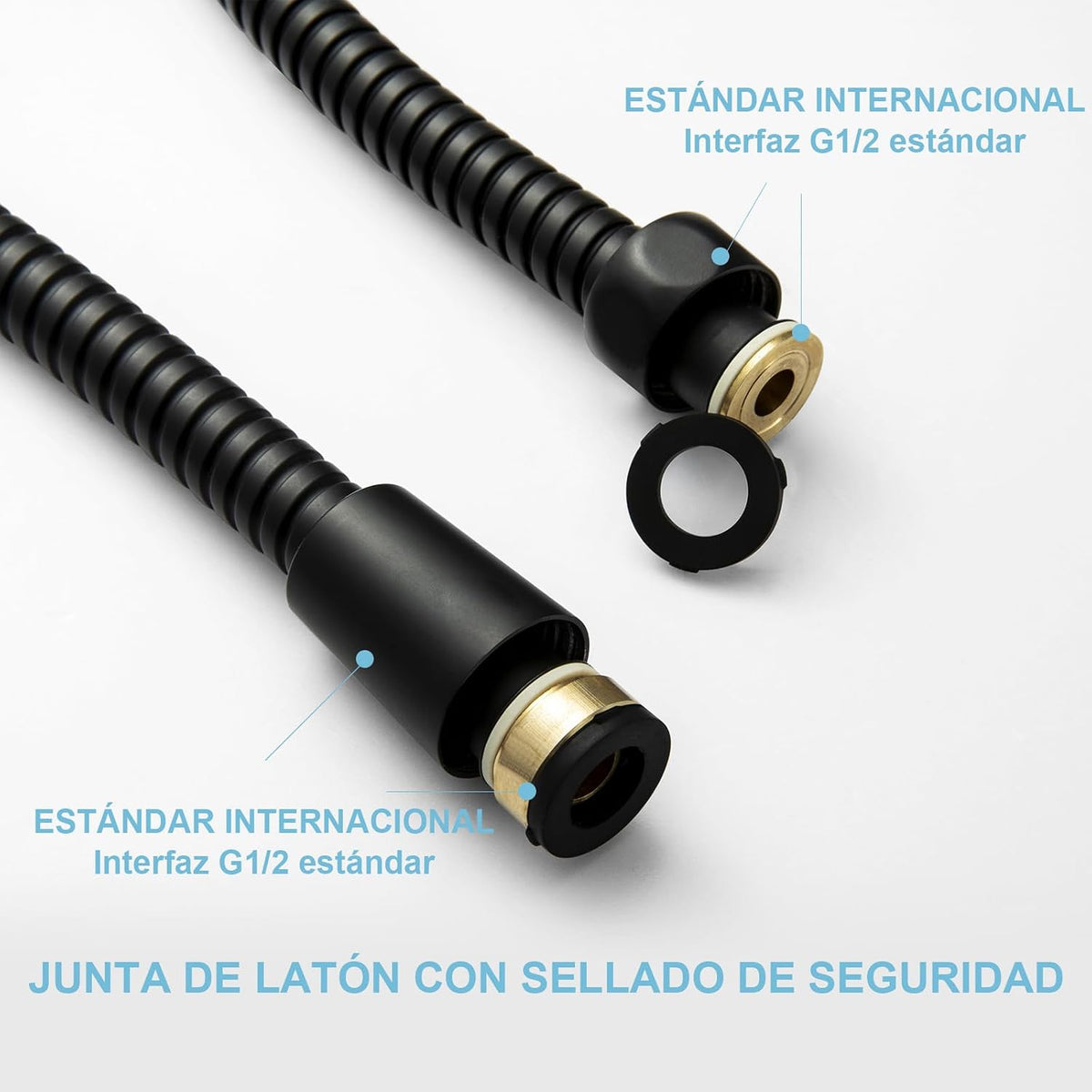 OFFO Shower Hose, Kink Free Stainless Steel Shower Hose Attachment Electroplating Handheld Shower Head Hose Flex Hoses Extension with Brass Insert & Nut for Pet Bathing Cleaning 60 in, Matte Black