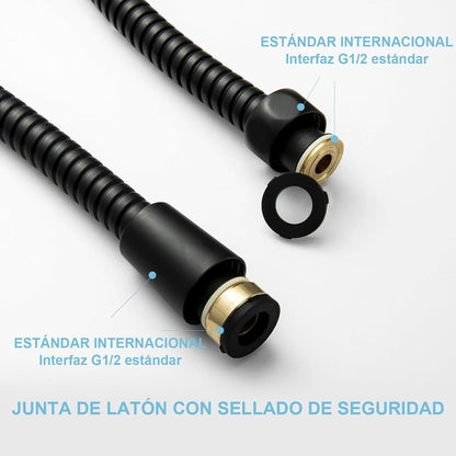 OFFO Shower Hose, Kink Free Stainless Steel Shower Hose Attachment Electroplating Handheld Shower Head Hose Flex Hoses Extension with Brass Insert & Nut for Pet Bathing Cleaning 60 in, Matte Black