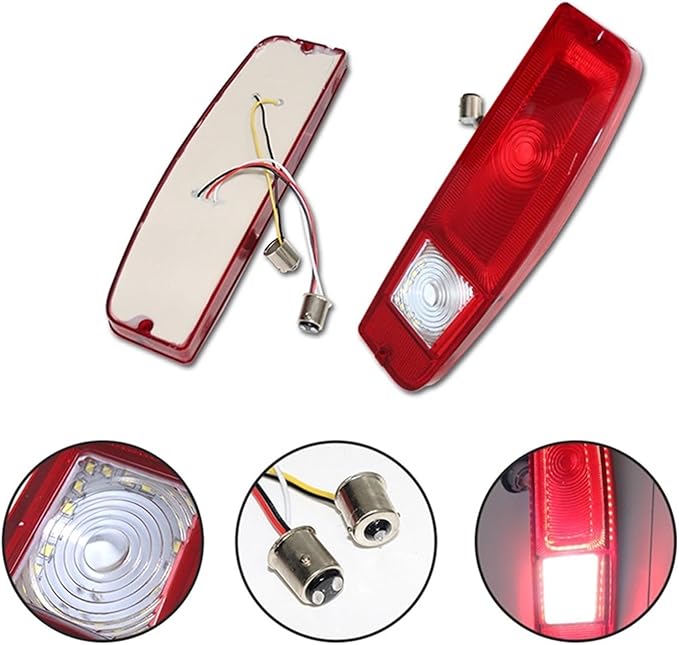 Red  White LED Car Rear Tail Brake Lights Backup Lights Compatible for Ford Styleside F100250350 Truck, Econoline E100200300(Smoked Lens)